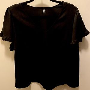SHEIN black ruffle short sleeve blouse. Size 1X . NEVER WORN, but no tags.